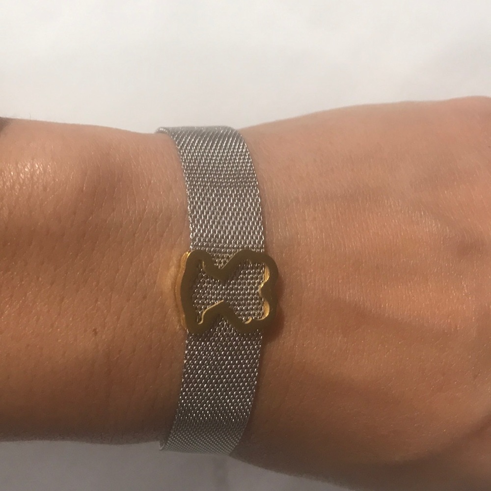Silver and gold bear bracelet